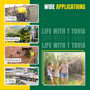 Tuyau d'arrosage de jardin <span class=keywords><strong>flexible</strong></span> en PVC haute pression jaune <span class=keywords><strong>1</strong></span>/<span class=keywords><strong>2</strong></span>'' 3/4'' avec dévidoir en plastique pour l'irrigation domestique et le jardinage - Product Image 3