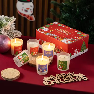 Velas Aromáticas de Cera de Soja al por Mayor con Diseño de Papá Noel y Muñeco de Nieve en Vaso de Vidrio para Reventa - Product Image 1