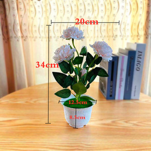 ต้นกุหลาบประดิษฐ์ในกระถาง ขนาด 34 ซม. ดอกไม้ผ้าไหม ของตกแต่งบ้าน - Product Image 1