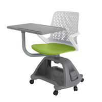 Chaise de formation moderne pour étudiants Roues pivotantes en plastique Mobilier scolaire pour utilisation en classe pour l'école de la tablette d'écriture Node