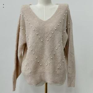 Nouveau modèle Pull en cachemire Cosy Casual Couleur unie Pulls Perle Manches longues Vêtements élégants pour femmes - Product Image 4