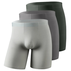 Boxers mi-longs pour hommes, sous-vêtements masculins sans couture, respirants, avec poche U, jambes longues, sexy, caleçons pour homme - Product Image 1