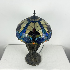 LongHuiJing European Baroque Antique Stained Glass Table Lamp 16 Inch Wide LED Desk <b>Light</b> Simple Eco-Friendly E26 - Product Image 6