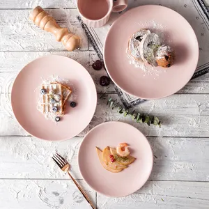 Catered Events Party Multil Size Keramik Dinner Platter Pink Matte Shallow Plate