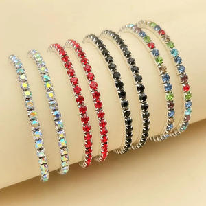 Brazalete de diamantes de imitación de 4MM con cadena de garra de una sola fila Pulsera elástica para Europa América Tamaño 16 para regalos de fiesta - Product Image 1