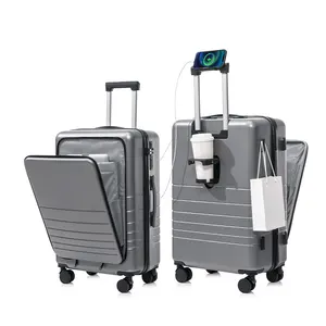 2024 Hot Sale Multifunctionele Voor Open Bagage Laptop Zak Hardside Koffer Trolley 4 Spinners Reisbagage Set