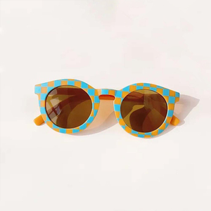 Gafas de sol Anti-UV <span class=keywords><strong>con</strong></span> personalidad Vintage para niños y bebés Gafas a cuadros de moda <span class=keywords><strong>con</strong></span> <span class=keywords><strong>lentes</strong></span> UV400 Marco de PC ligero - Product Image 1
