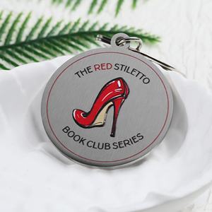 Llaveros de Metal con Patrón de Stiletto Rojo Impreso a Color, Anillos Redondos Plateados para Mujeres o Niñas, Regalos - Product Image 3