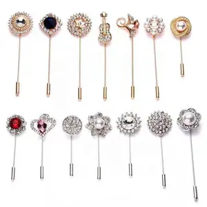 High-end Suits Jewelry Long Type Brooch Pins Hijab Movie Trident Lapel Pins Flower Pin Factory Wholesale for Woman and Man