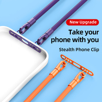 Longe de téléphone ultra-mince en acier inoxydable avec double boucle Connecteur anti-perte durable Autocollant arrière en métal Sangles de téléphone portable
