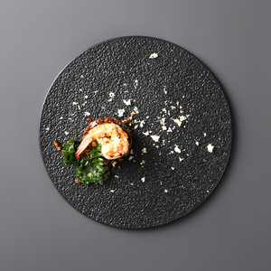 Assiettes de service rondes noir mat vaisselle de table en porcelaine design moderne vaisselle de cuisine fine restaurant hôtel vaisselle logo personnalisé plats - Product Image 1