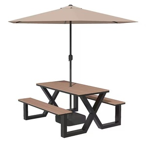 Ensemble de table à manger d'extérieur en teck imperméable, pour cour, plage, patio, restaurant, jardin, banc, 6 places, meubles de pique-nique - Product Image 4