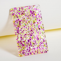 Feuille d'acrylique coulée scintillante 1/8 avec points dorés magenta pour découpe laser, accessoires capillaires, marque-pages, sous-verres et cadeaux personnalisés