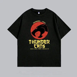 T-shirt americana vintage in cotone pesante a maniche corte, vestibilità ampia, girocollo, <span class=keywords><strong>Thundercats</strong></span> 1985, trendy e versatile - Product Image 1