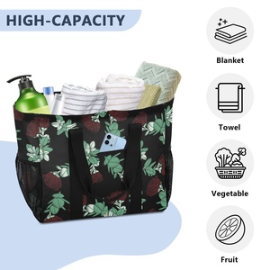 Hawaii ohia lehua hoa tùy chỉnh in túi lưu trữ di động lớn quần áo bẩn tiện ích Tote giỏ giặt với túi lưới - Product Image 5