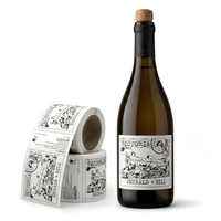 Autocollants pour bouteilles de vin en vinyle écologiques personnalisés, imperméables, résistants aux déchirures, autocollants adhésifs pour bouteilles de boissons