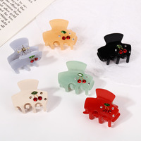 Pince à cheveux élégante personnalisée Yuxi en acétate 3,5x3cm, carrée avec strass cerise et motif requin, pour usage quotidien et fêtes