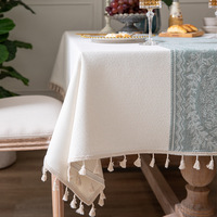 Europe style frais lumière luxe rectangle maison salle à manger nappe nappe coton lin rayé imprimé table couverture ensemble