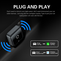 Adaptateur sans fil Android Auto et CarPlay ultra-mini 2 en 1, WiFi 5,8 GHz, Bluetooth 5,4, connexion automatique en 3 à 5 secondes, câble d'extension USB-C/USB-A