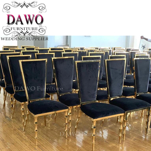 Bạc Chân Thép Không Gỉ Thiết Kế Đám Cưới Đen Nhung Cao Trở Lại Ghế - Product Image 4