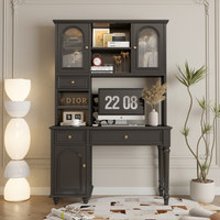 Escritorio de Esquina de Madera Sólida de Estilo Americano Moderno y Lujo Ligero, con Librero Integrado, para Uso Comercial en Oficina, Marca HY, 1 Año de Garantía