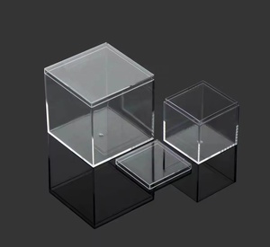 Tùy chỉnh Acrylic trang điểm tổ chức Cube | rõ ràng hộp lưu trữ vuông với con dấu nắp + bán lẻ kẹo hiển thị hộp-stackable hệ thống - Product Image 5