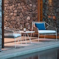 Ensemble de chaise et table basse en alliage d'aluminium de style nordique pour l'extérieur, meubles d'extérieur résistants aux intempéries pour jardin, cour, terrasse