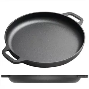 Panela antiaderente para pizza, grande tamanho, fábrica de cozinha, baixo MOQ, crepe pan, roupa antiaderente para churrasco, Paella Pan Outdoor