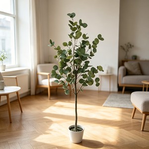 Wholesale Artificial Eucalyptus Plant in Speckled White Pot Faux Potted Greenery Leaves for Home Office Shelf Table Decor - Product Image 4