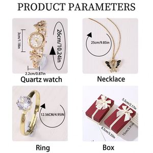 Valentine's Day Mother's Day Gift <b>Set</b> Diamond-<b>Studded</b> Watch Stainless Steel Necklace Butterfly Accessories Business Gift <b>Set</b> - Product Image 2