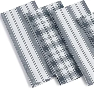Custom Printed Striped Design Textiles Kitchen Towel Set Dish Tea Towel