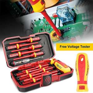 Juego de 13 Destornilladores Eléctricos Aislados VDE, Acabado Cromado, Uso Industrial y Bricolaje, Mango Intercambiable de Acero y Plástico, OEM - Product Image 2