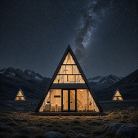Cabane en bois surélevée, villa modulaire pour invités, développement hôtelier écologique préfabriqué, maison en A-frame S990