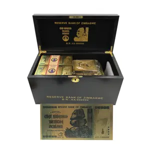 1000pcs in each black box Free shipping 100 Trillion dollar colored Gold Foil Zimbabwe banknotes with certificates