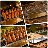 CUISYERA Support de cuisson en acier inoxydable pour cuisses de poulet, 14 emplacements, pour barbecue, ailes de poulet, cuisses de poulet, support de rôtissage pour fumoir