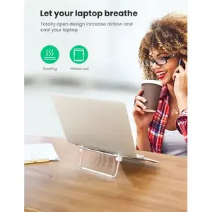 Support pour ordinateur portable en acier inoxydable réglable Ugreen pour ordinateurs portables de 11 à 16 pouces, argent, design antidérapant, léger et durable, mode - Product Image 3