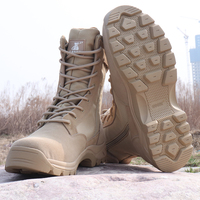 Bottes tactiques antidérapantes, respirantes, résistantes au sable, en cuir et maille, pour la randonnée en plein air, avec soutien de la cheville, fermeture éclair, logo personnalisé