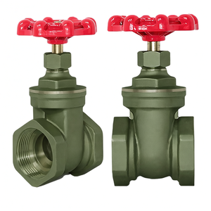 Vanne à boisseau en laiton COVNA à expédition rapide, filetage NPT de 4 pouces, 1/2 pouce, avec volant en fer tiré peint en rouge - Product Image 2