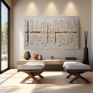 Cuadro de arte mural moderno de gran tamaño, estilo Wabi Sabi, minimalista, en tonos tierra, pintura al óleo sobre lienzo, naturaleza muerta y paisaje para el hogar y la galería. - Product Image 1