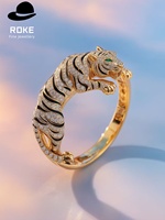 Bracelet de luxe personnalisé en or 9K/14K/18K avec diamants de laboratoire, motif léopard et tigre, pour femme
