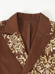 Traje <span class=keywords><strong>de</strong></span> fiesta <span class=keywords><strong>de</strong></span> lujo <span class=keywords><strong>para</strong></span> niños pequeños, blazer cruzado con estampado floral dorado vintage, ideal <span class=keywords><strong>para</strong></span> espectáculos y presentaciones. - Product Image 4