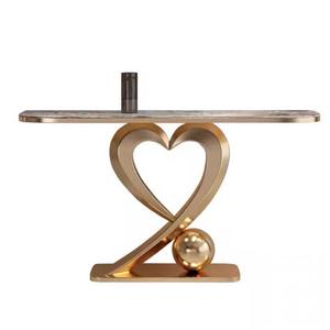 Table <span class=keywords><strong>console</strong></span> moderne de luxe en bois massif, durable et stable, avec structure en acier inoxydable pour salon, entrée et couloir - Product Image 5