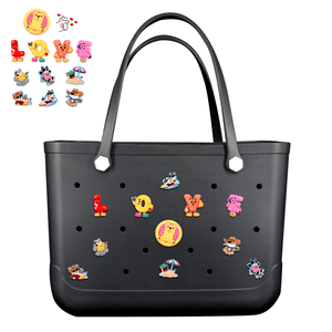 Colorful EVA Tote <b>Bag</b> With Cartoon Charms Large Capacity <b>Beach</b> Handbag Pink Blue Summer Casual Style - Product Image 2