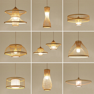 Lámpara Colgante de Bambú Tejido Estilo Chino Yumesho, Diseño Rústico y Simple para Sala de Estar, Comedor, Dormitorio, Salón de Té - Product Image 1