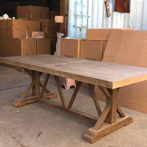 Meubles de maison rustiques américains, table à manger carrée en bois recyclé massif, 8 places, haut de gamme - Product Image 6