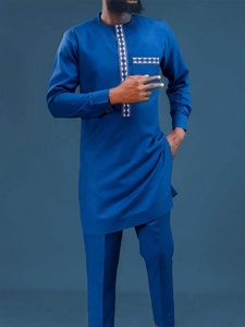 Elegan pria setelan bordir tradisional 2 potong setelan gaya etnik Muslim pernikahan meriah lengkap mewah setelan pakaian pria - Product Image 4