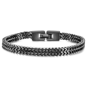 DUYIZHAO Herren Ketten armbänder, Edelstahl Zweisträngiges Weizenglied-Ketten armband, Rock Punk Biker Herren schmuck - Product Image 3