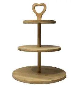 Luxury Promotional Custom Shape Bamboo <strong>3</strong> <strong>Tier</strong> <strong>Cake</strong> <strong>Stand</strong> for Hotel Bamboo <strong>Cake</strong> Tray for Wedding Party - Product Image 1