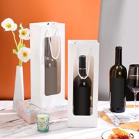 Bolsa de Papel Kraft Transparente Personalizada con Ventana para Regalos de Navidad de Pequeñas Empresas, para Botellas de Vino, con Asa