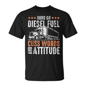 T-shirt de camionneur Diesel Fuel Cuss Words Attitude Graphic Design Chemise décontractée pour hommes - Product Image 1